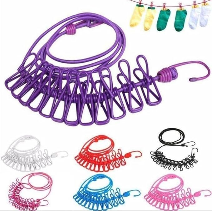 Cloth Drying Rope with Hooks